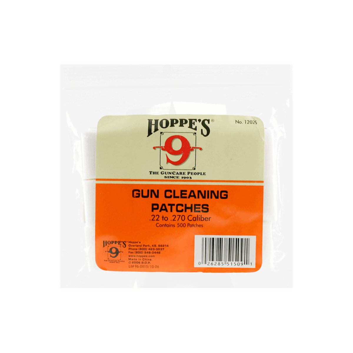 Hoppe's Gun Cleaning Patches for .22 to .270 / .38 to .45 caliber and .410 to 20 gauge Pack of 500 Accessories Hoppe's Guncare .22 to .270 Tactical Gear Supplier Tactical Distributors Australia