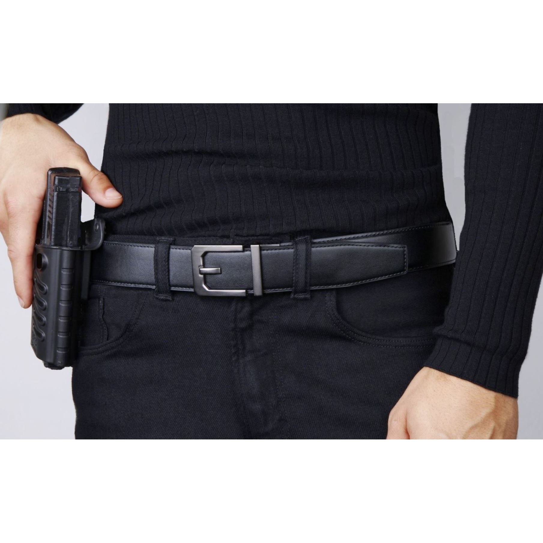 KORE Essentials Leather 1.5" Gun Belt Black with X3 Gunmetal Buckle Belts KORE Essentials Tactical Gear Supplier Tactical Distributors Australia