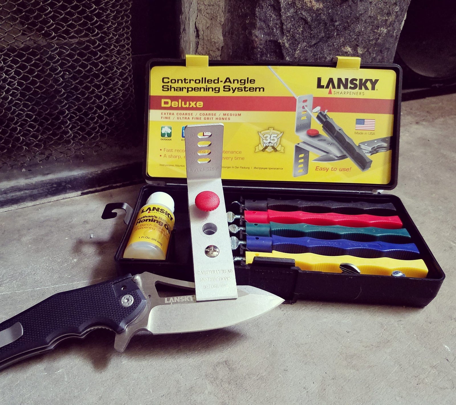 Lansky Deluxe 5 Stone System Precision Knife Sharpening Kit LKCLX Knives Lansky Sharpeners Tactical Gear Supplier Tactical Distributors Australia
