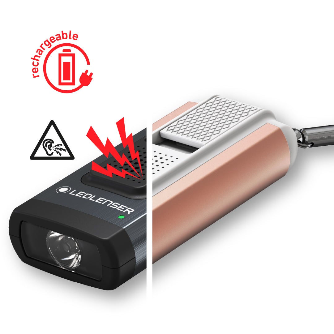 Ledlenser K6R Safety – Taschenlampe Mit 400 Lumen, USB-Stick (4GB), Schrillalarm & Wiederaufladbar