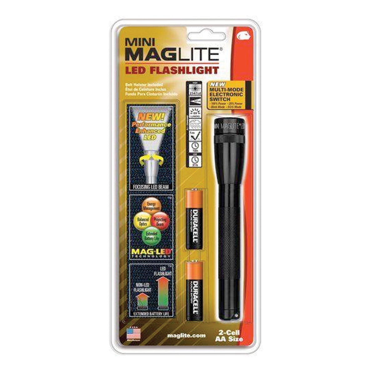 Maglite SP22 Mini 2 AA-Cell LED Flashlight with Holster Flashlights and Lighting Maglite Black Tactical Gear Supplier Tactical Distributors Australia