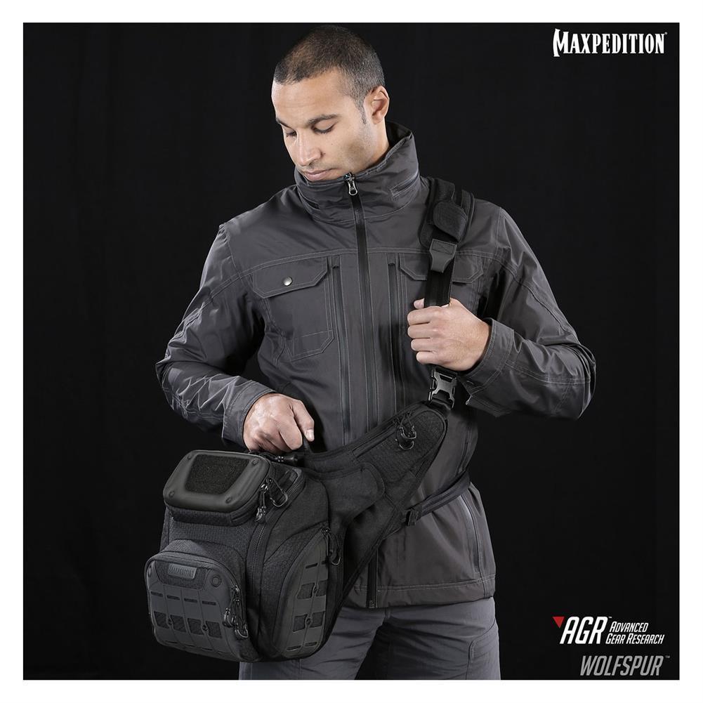 Maxpedition Wolfspur Crossbody Shoulder Bag Bags, Packs and Cases Maxpedition Black Tactical Gear Supplier Tactical Distributors Australia
