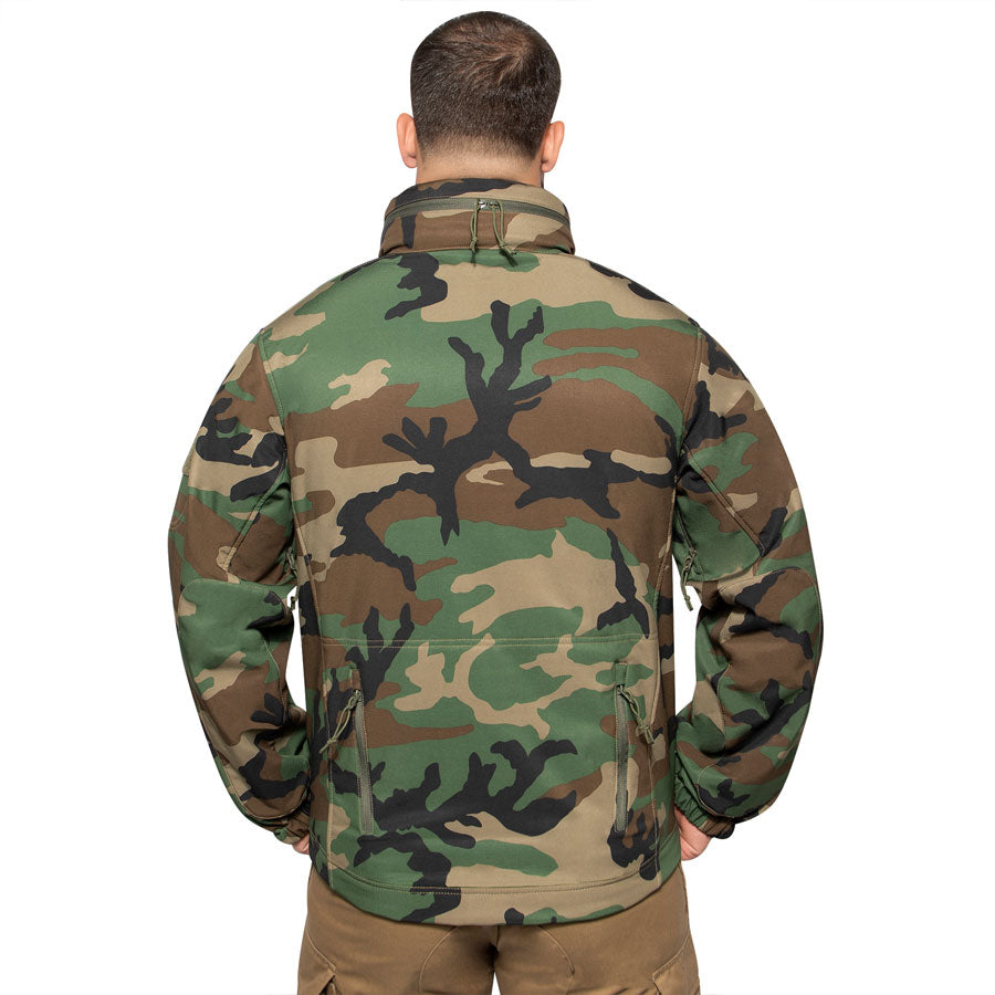MilSpec Concealed Carry Soft Shell Jacket Woodland Camo Outerwear MilSpec Small Tactical Gear Supplier Tactical Distributors Australia