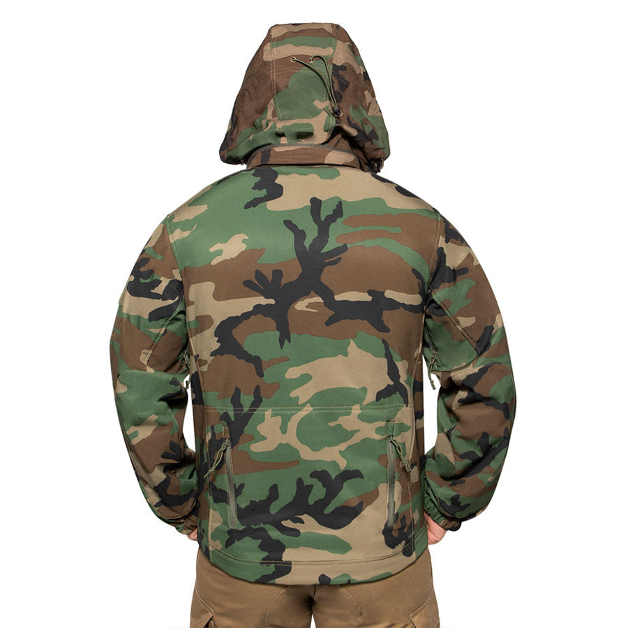 MilSpec Concealed Carry Soft Shell Jacket Woodland Camo Outerwear MilSpec Tactical Gear Supplier Tactical Distributors Australia