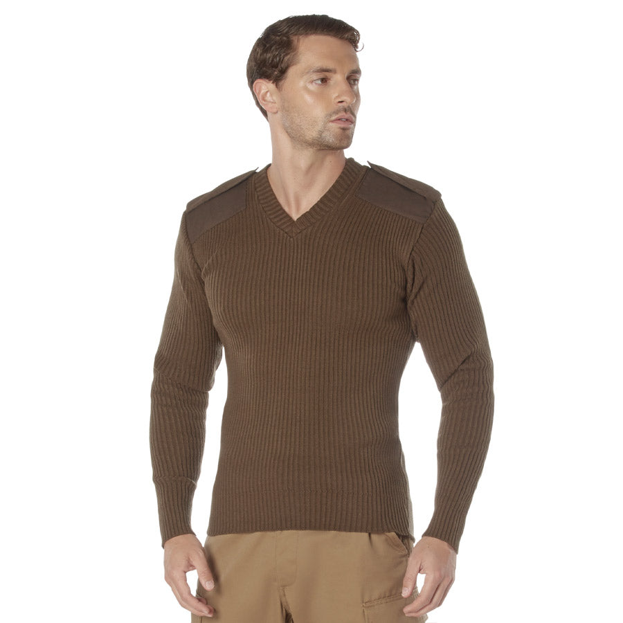 MilSpec G.I. Style Acrylic V-Neck Sweater Brown Outerwear MilSpec Small Tactical Gear Supplier Tactical Distributors Australia