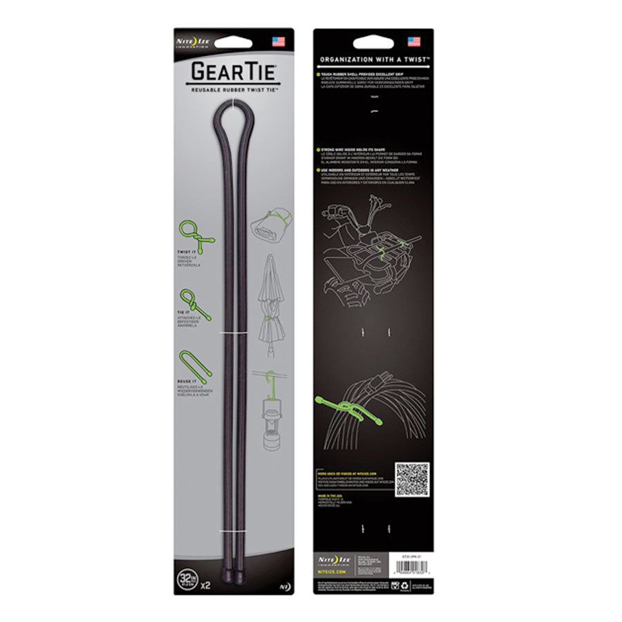 Nite Ize Gear Tie Original Reusable Rubber Twist Tie Black Gear Tie Nite-Ize 32&quot; 2 Pack Tactical Gear Supplier Tactical Distributors Australia