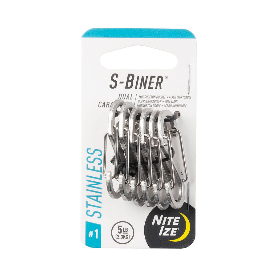 Nite Ize S-Biner Dual Carabiner Stainless Steel #1 6 Pack Stainless Outdoor and Survival Nite-Ize Tactical Gear Supplier Tactical Distributors Australia