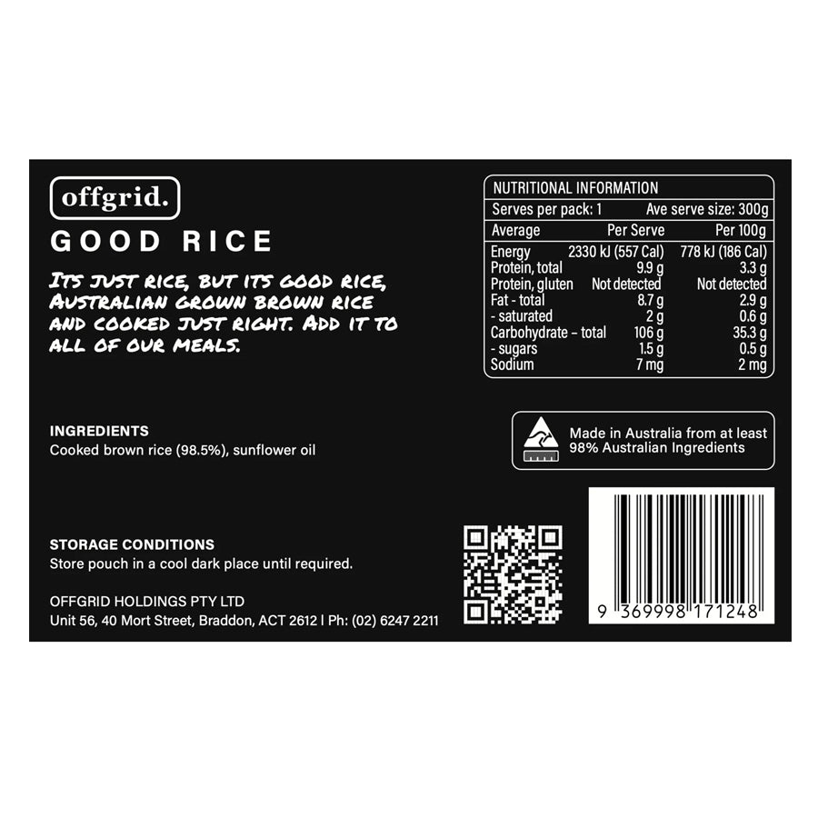 Offgrid Provisions Good Rice - Heat & Eat Meal Food OFFGRID PROVISIONS Tactical Gear Supplier Tactical Distributors Australia