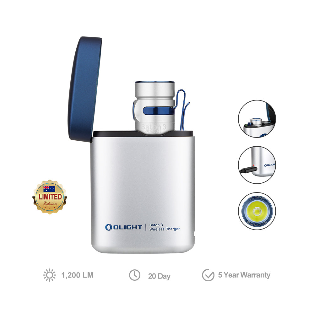 Olight Baton 3 1200 lumens Rechargeable Premium Edition &amp; Wireless Charger Torch Flashlights and Lighting Olight Tactical Gear Supplier Tactical Distributors Australia