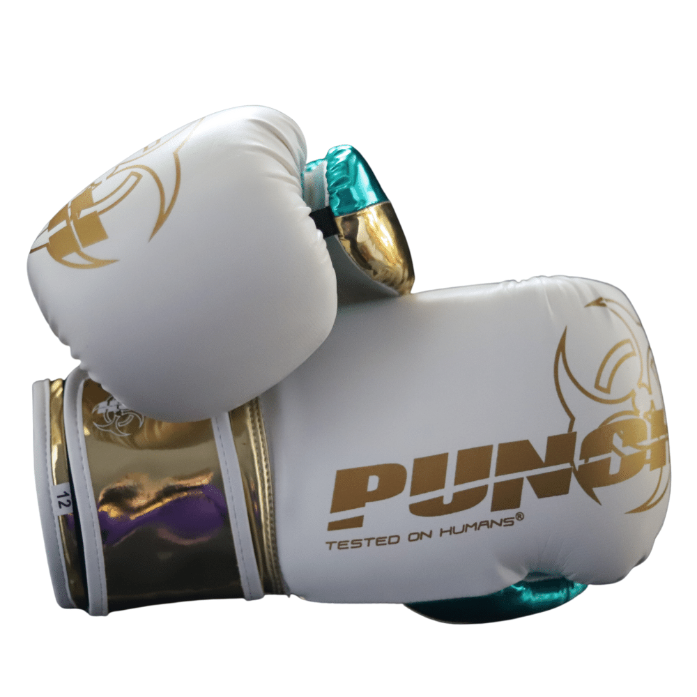 Punch Equipment METALLIC URBAN BOXING GLOVES – WHITE / GREEN / GOLD Muay Thai / Boxing Gloves Punch Equipment Tactical Gear Supplier Tactical Distributors Australia