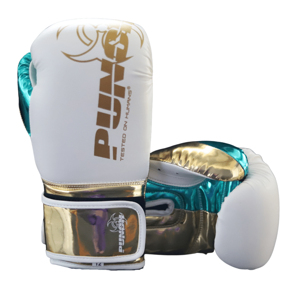 Punch Equipment METALLIC URBAN BOXING GLOVES – WHITE / GREEN / GOLD Muay Thai / Boxing Gloves Punch Equipment Tactical Gear Supplier Tactical Distributors Australia