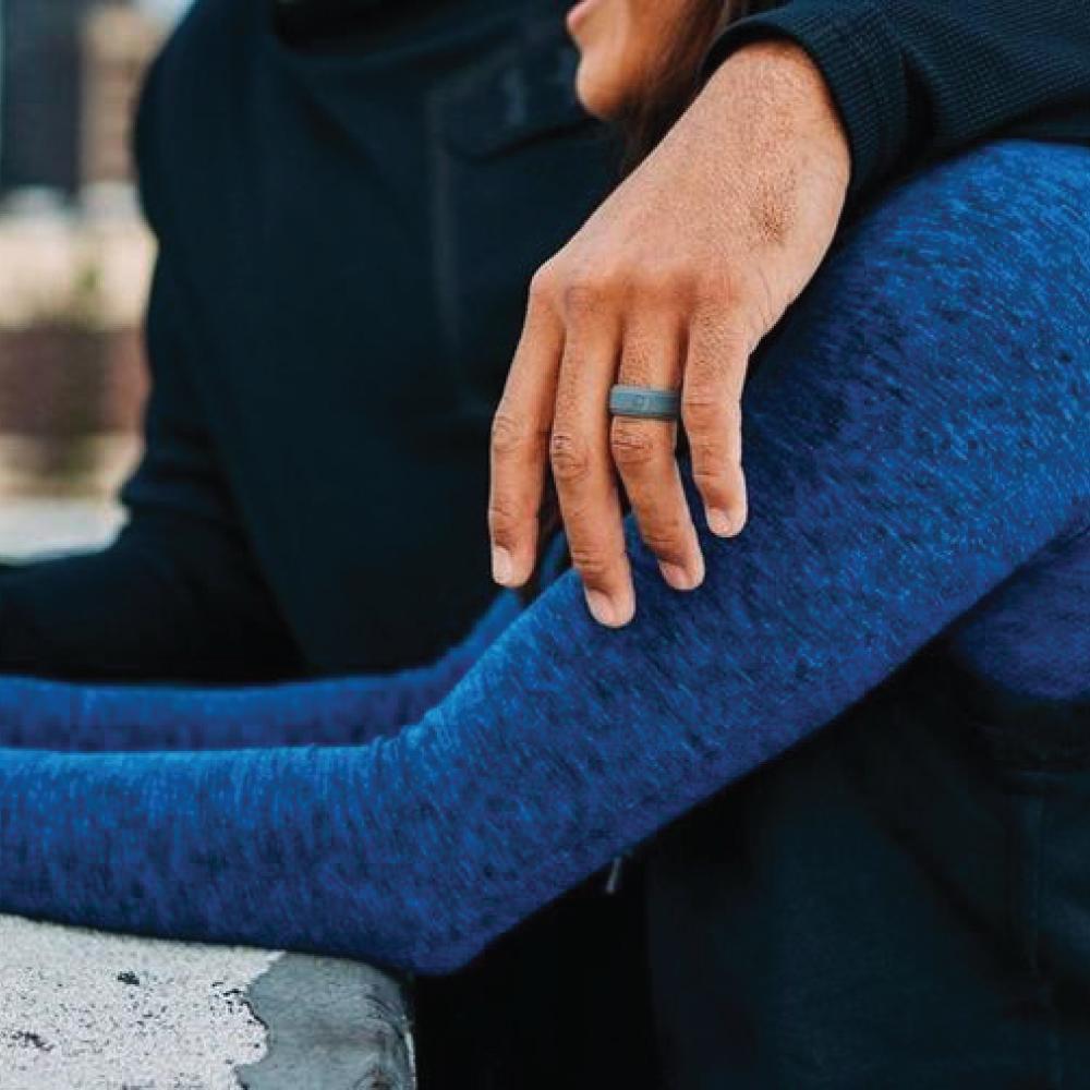 QALO Men's Charcoal Grey Step Edge Q2X Silicone Ring Silicone Ring QALO Tactical Gear Supplier Tactical Distributors Australia