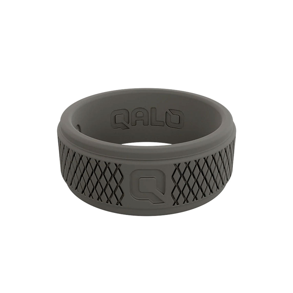 QALO Men's Dark Grey Step Edge Crosshatch Q2X Silicone Ring Silicone Ring QALO Tactical Gear Supplier Tactical Distributors Australia