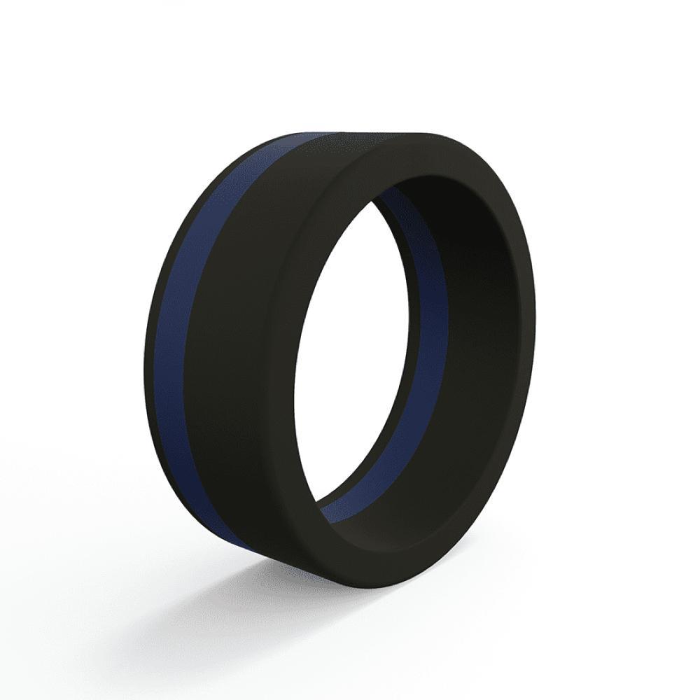 QALO Men's Thin Blue Line Pinstripe Silicone Ring Silicone Ring QALO 07 Tactical Gear Supplier Tactical Distributors Australia