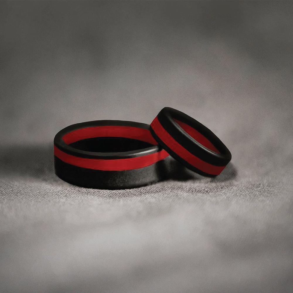 QALO Men's Thin Red Line Pinstripe Silicone Ring Silicone Ring QALO Tactical Gear Supplier Tactical Distributors Australia