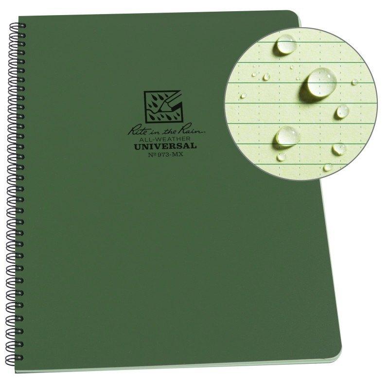 Rite in the Rain 973-MX Side Spiral Notebook Universal Green Pens, Notebooks and Stationery Rite in the Rain Tactical Gear Supplier Tactical Distributors Australia