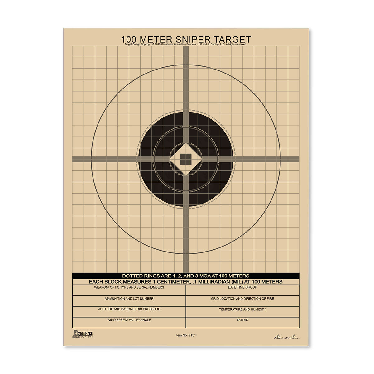 Rite in the Rain All-Weather 100M True MIL Grid Sniper Target Universal 100 Sheet Pens, Notebooks and Stationery Rite in the Rain Tactical Gear Supplier Tactical Distributors Australia