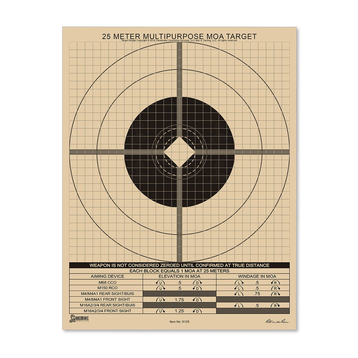 Rite in the Rain All-Weather 25m Multipurpose Zeroing Target Universal MOA 100 Pack Pens, Notebooks and Stationery Rite in the Rain Tactical Gear Supplier Tactical Distributors Australia