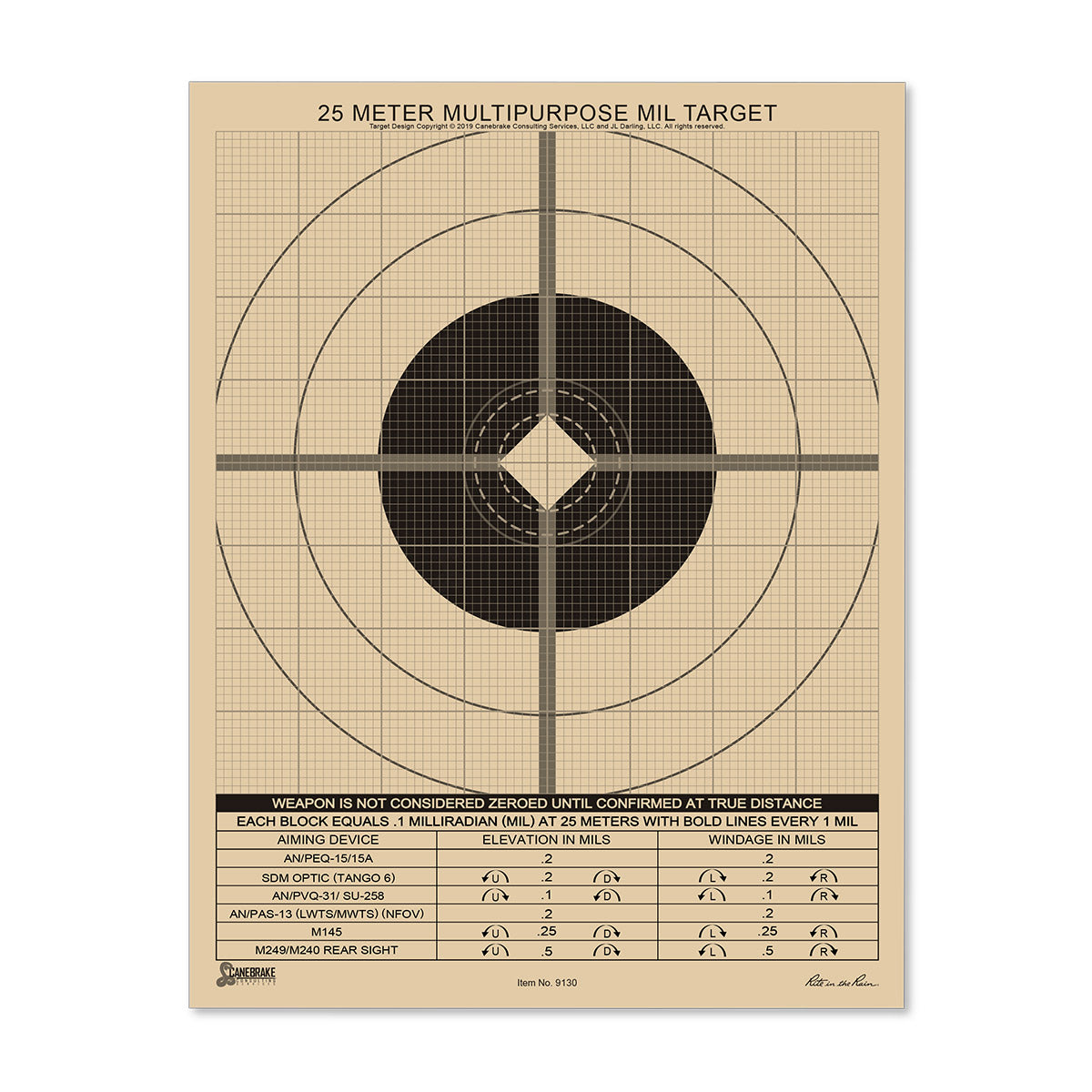 Rite in the Rain All-Weather 25M True MIL Grid Multipurpose Target 100 Sheet Pens, Notebooks and Stationery Rite in the Rain Tactical Gear Supplier Tactical Distributors Australia