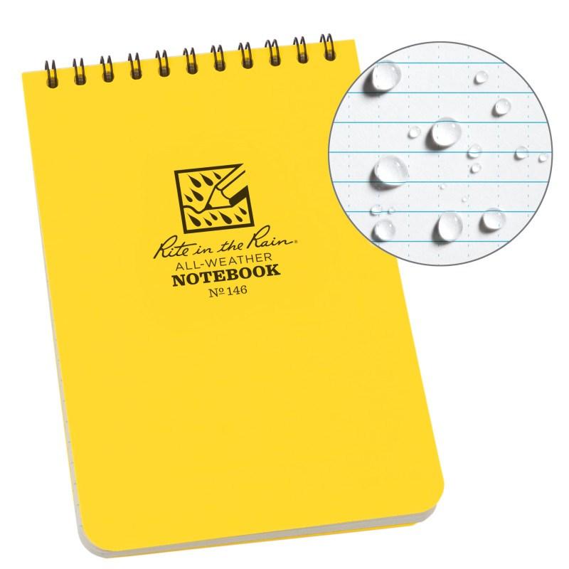 Rite in the Rain No146 Top Spiral 4x6 Notebook Universal Yellow Pens, Notebooks and Stationery Rite in the Rain Tactical Gear Supplier Tactical Distributors Australia