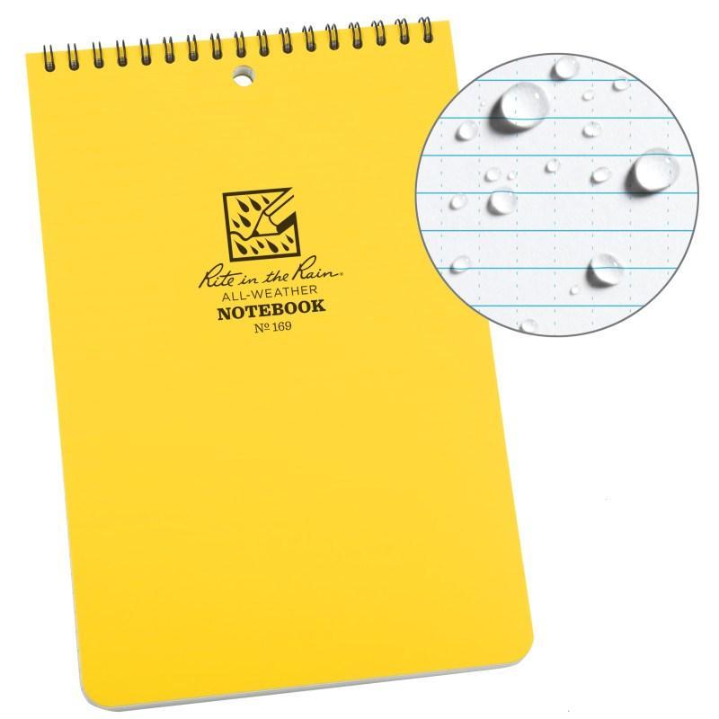 Rite in the Rain No169 Top Spiral 6x9 Notebook Yellow Pens, Notebooks and Stationery Rite in the Rain Tactical Gear Supplier Tactical Distributors Australia