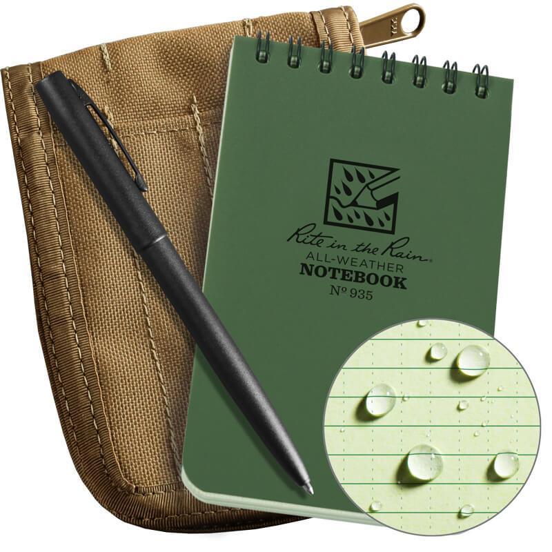 Rite in the Rain No935-KIT Top Spiral 3x5 Notebook Kit Green Tan Pens, Notebooks and Stationery Rite in the Rain Tactical Gear Supplier Tactical Distributors Australia