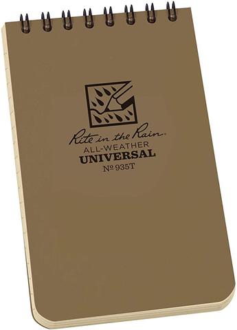 Rite in the Rain No935 Top Spiral 3x5 Notebook Universal Tan Pens, Notebooks and Stationery Rite in the Rain Tactical Gear Supplier Tactical Distributors Australia