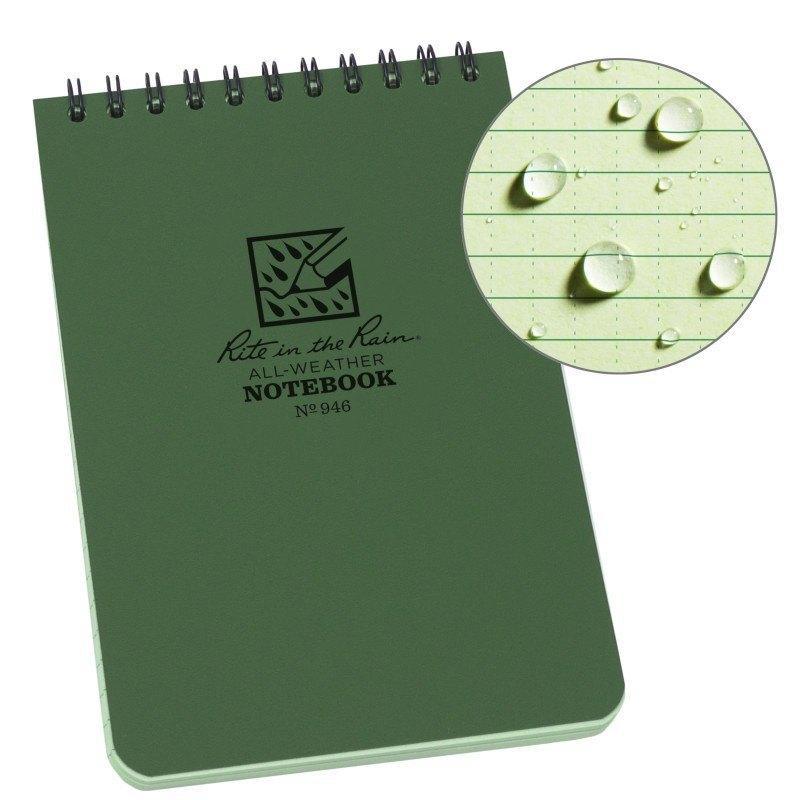 Rite in the Rain No946 Top Spiral 4x6 Notebook Universal Green Pens, Notebooks and Stationery Rite in the Rain Tactical Gear Supplier Tactical Distributors Australia