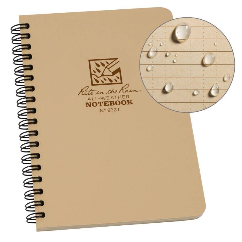 Rite in the Rain No973T Side Spiral Notebook Universal Tan Pens, Notebooks and Stationery Rite in the Rain Tactical Gear Supplier Tactical Distributors Australia