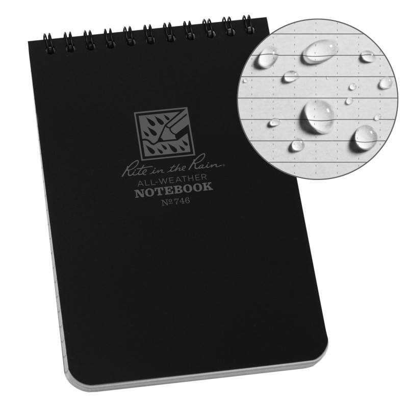 Rite in the Rain No.746 Top Spiral 4x6 Notebook Universal Black Pens, Notebooks and Stationery Rite in the Rain Tactical Gear Supplier Tactical Distributors Australia