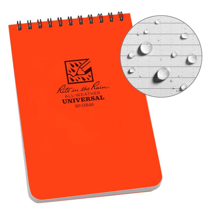 Rite in the Rain NoOR46 Top Spiral 4x6 Notebook Universal Orange Pens, Notebooks and Stationery Rite in the Rain Tactical Gear Supplier Tactical Distributors Australia