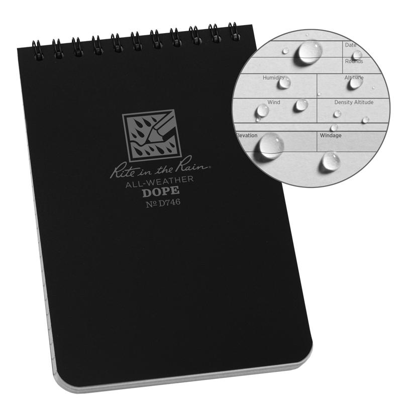 Rite in the Rain Top Spiral 4 x 6 Data On Previous Engagement Polydura Logbook Black Pens, Notebooks and Stationery Rite in the Rain Tactical Gear Supplier Tactical Distributors Australia