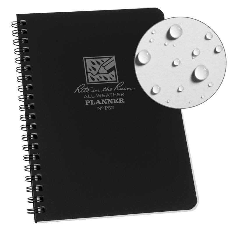 Rite in the Rain Weekly Planner Undated Black No.P52 Pens, Notebooks and Stationery Rite in the Rain Tactical Gear Supplier Tactical Distributors Australia