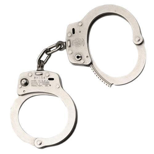 Smith & Wesson 350107 Model 104 High Security Chain-Linked Nickel Handcuffs Handcuffs and Restraints Smith & Wesson Tactical Gear Supplier Tactical Distributors Australia
