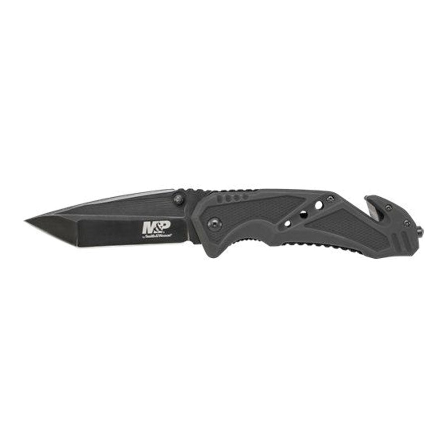 Smith &amp; Wesson M&amp;P Clip Folder, Liner Lock, Black Blade and Black Handle, Strap Cutter, Ceramic Glass Breaker Knives Smith &amp; Wesson Tactical Gear Supplier Tactical Distributors Australia