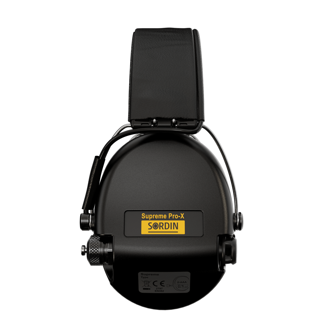 Sordin Supreme Pro-X Electronic Hearing Protection - Black Leather Headband Black Cup Colour Hearing Protection Sordin Hearing Protection Tactical Gear Supplier Tactical Distributors Australia
