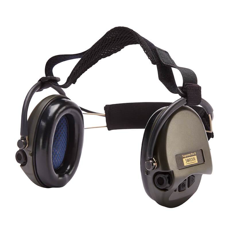 Sordin Supreme Pro X Electronic Hearing Protection Neckband Hearing Protection Sordin Hearing Protection OD Green Tactical Gear Supplier Tactical Distributors Australia
