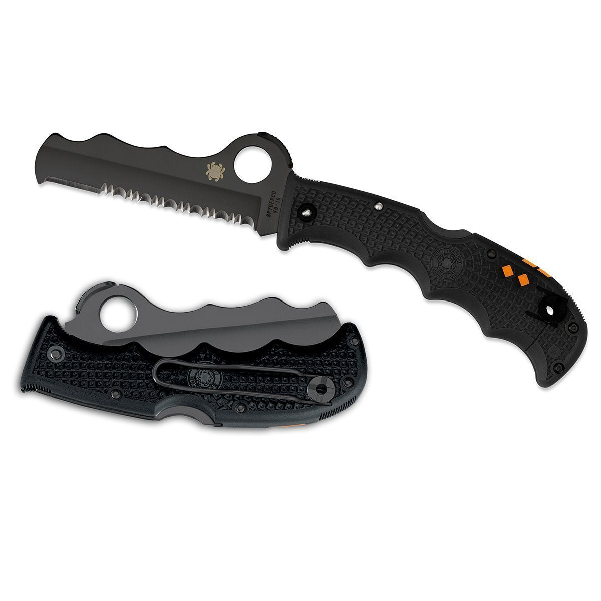 Spyderco Assist Lightweight Black Handle Black Blade Carbide Tip Fire and Rescue Knife Knives Spyderco Tactical Gear Supplier Tactical Distributors Australia