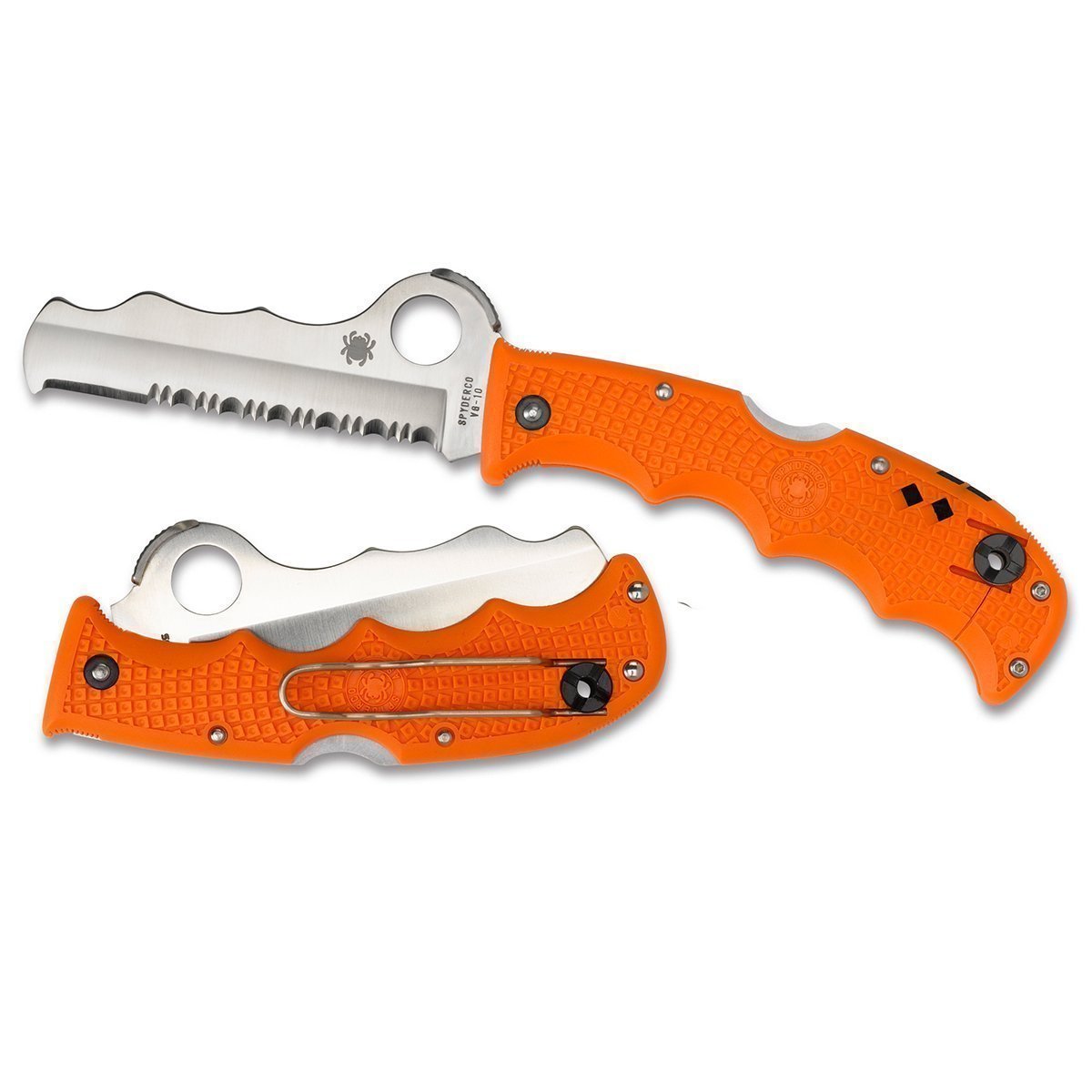 Spyderco Assist Lightweight Orange Combo Blade Carbide Tip Fire and Rescue Knife Knives Spyderco Tactical Gear Supplier Tactical Distributors Australia