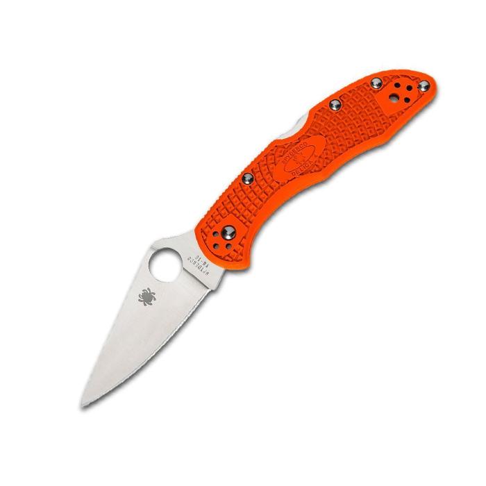 Spyderco Delica 4 Orange Flat Ground Plain Blade Folding Knife Knives Spyderco Tactical Gear Supplier Tactical Distributors Australia