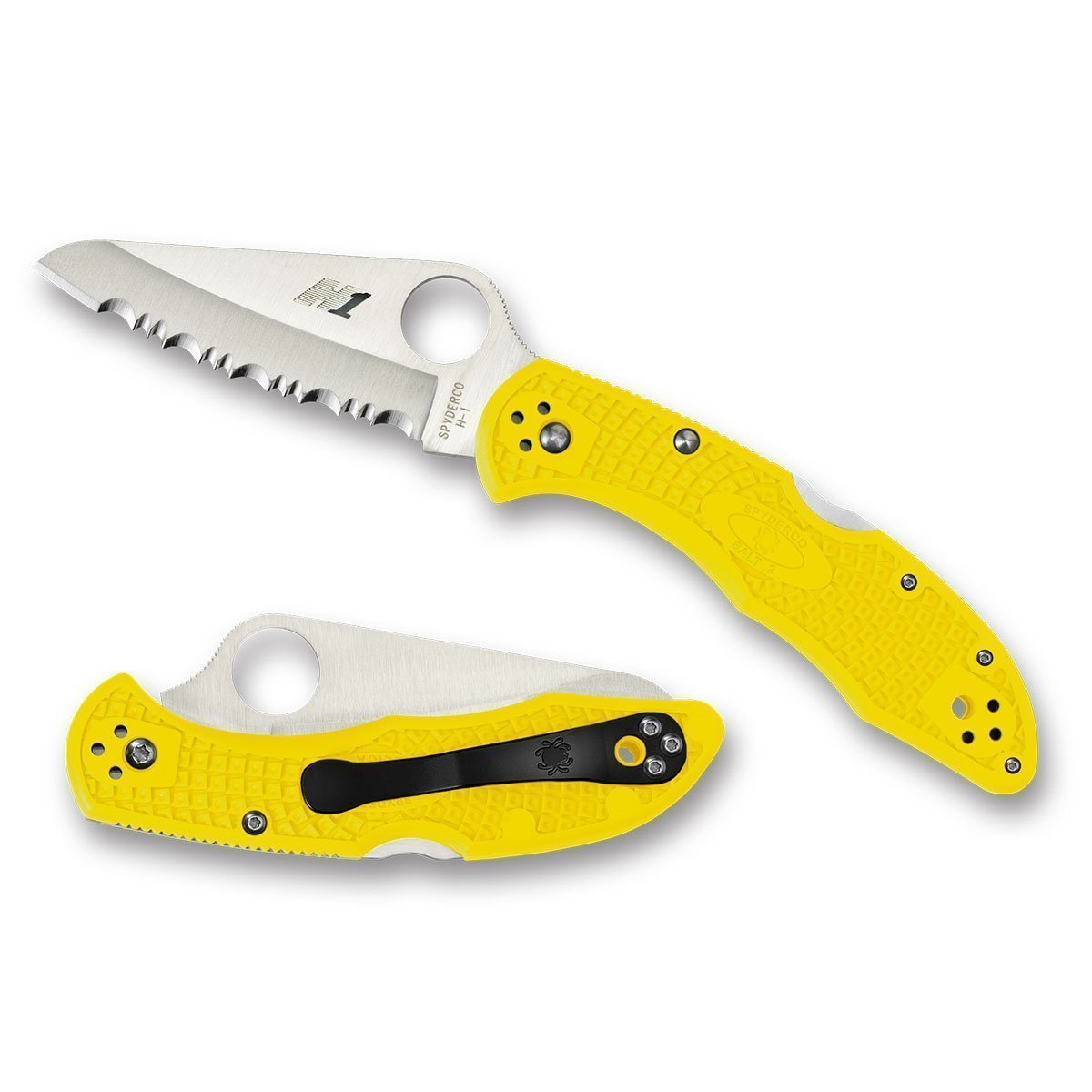 Spyderco Salt 2 H1 Yellow Handle/Serr Blade Knives Spyderco Tactical Gear Supplier Tactical Distributors Australia