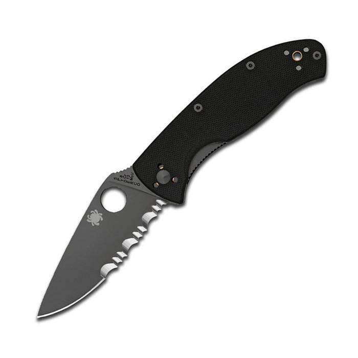 Spyderco Tenacious G-10 Black Handle Black Combo Edge Knives Spyderco Tactical Gear Supplier Tactical Distributors Australia