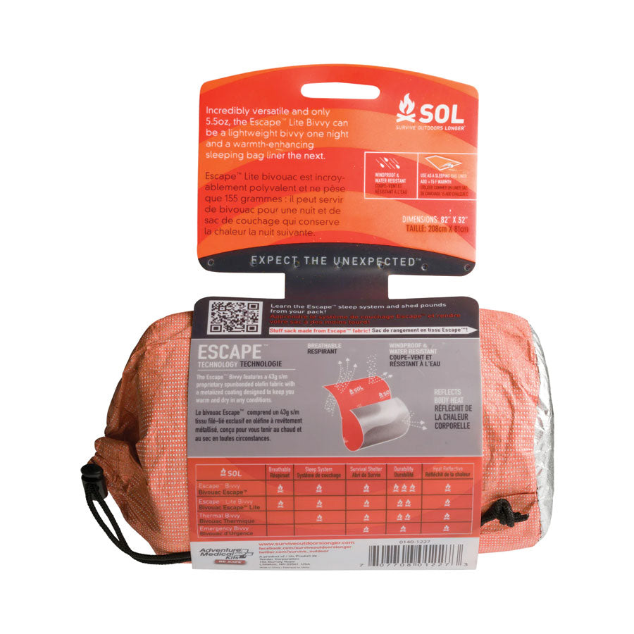 Survive Outdoors Longer SOL Escape Lite Bivvy Outdoor and Survival Survive Outdoors Longer Tactical Gear Supplier Tactical Distributors Australia