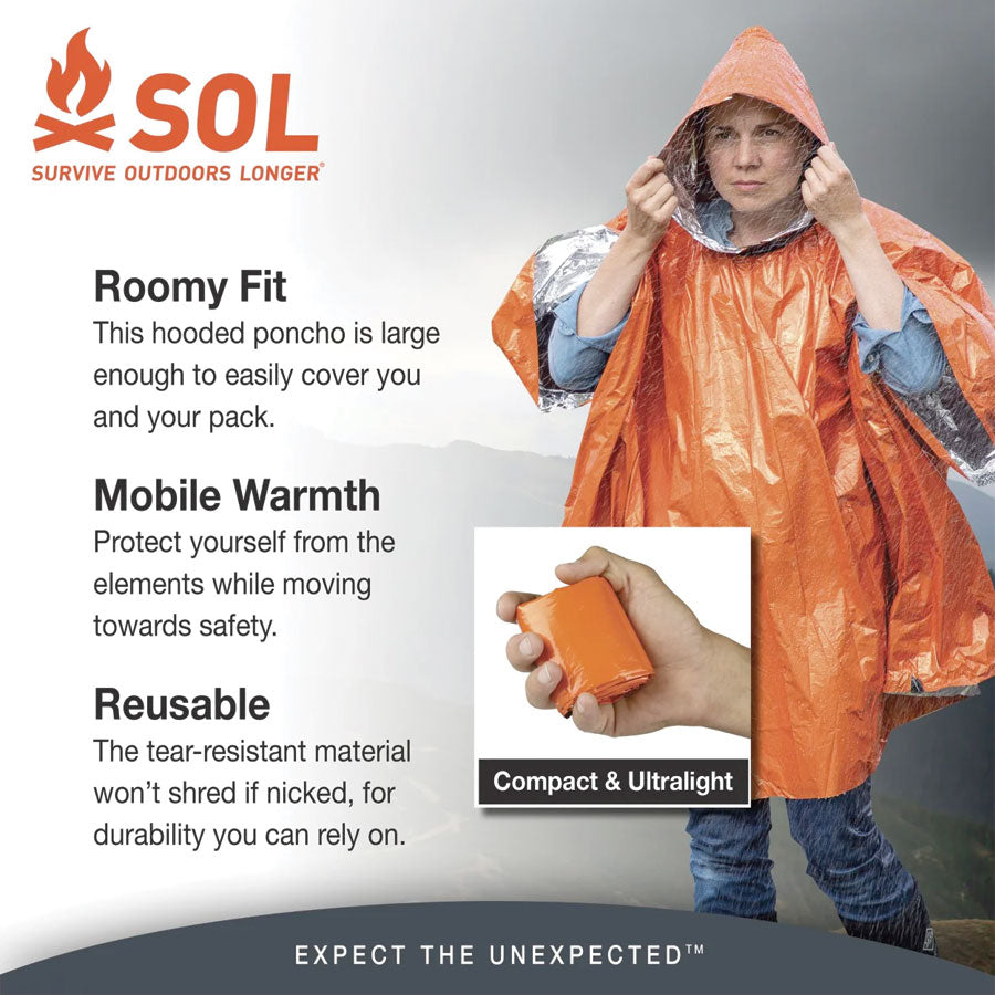 Survive Outdoors Longer SOL Heat Reflective Poncho Outdoor and Survival Survive Outdoors Longer Tactical Gear Supplier Tactical Distributors Australia