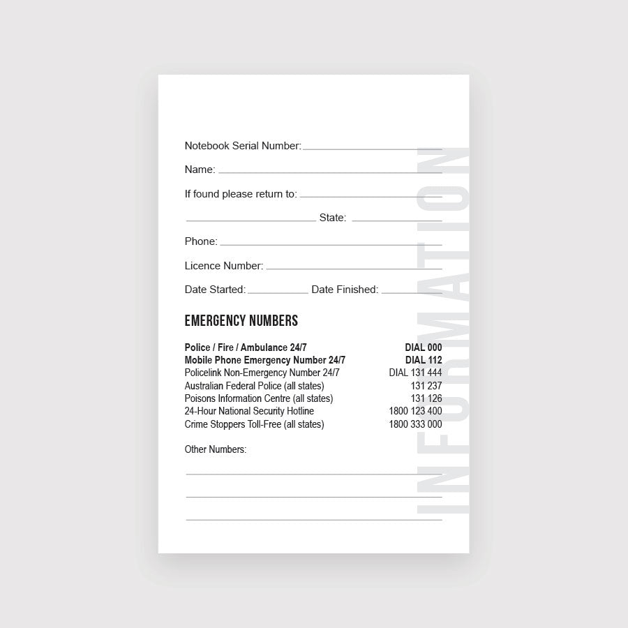Sample Security Notebook Tactical Gear Law Enforcement Security Notebook