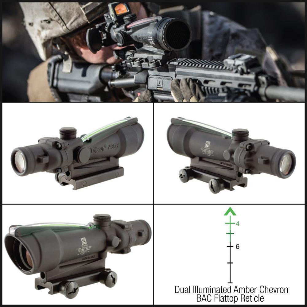 Trijicon ACOG 3.5x35 Scope Calibrated for .223 (5.56) Dual Illuminated Chevron BAC Flattop Reticle with TA51 Mount Optics Trijicon Tactical Gear Supplier Tactical Distributors Australia
