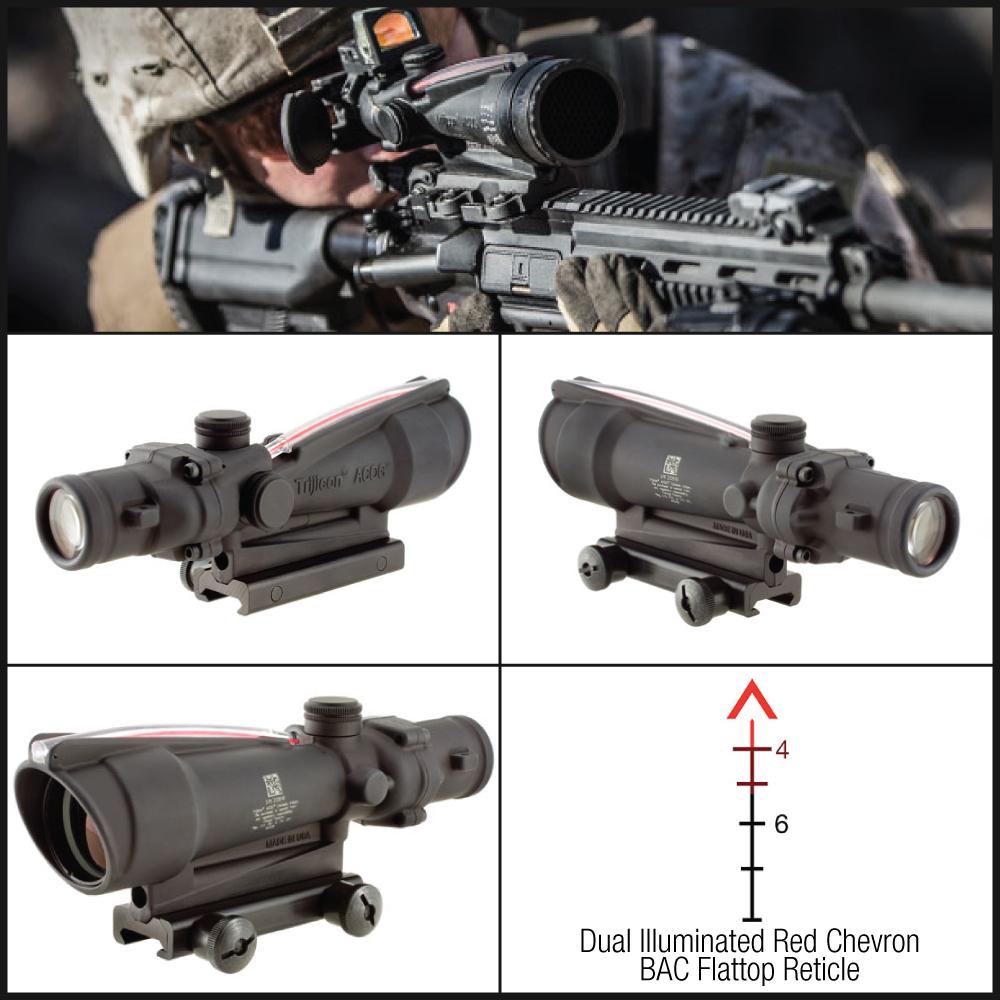 Trijicon ACOG 3.5x35 Scope Calibrated for .308 (7.62) Dual Illuminated Chevron BAC Flattop Reticle with TA51 Mount Optics Trijicon Tactical Gear Supplier Tactical Distributors Australia