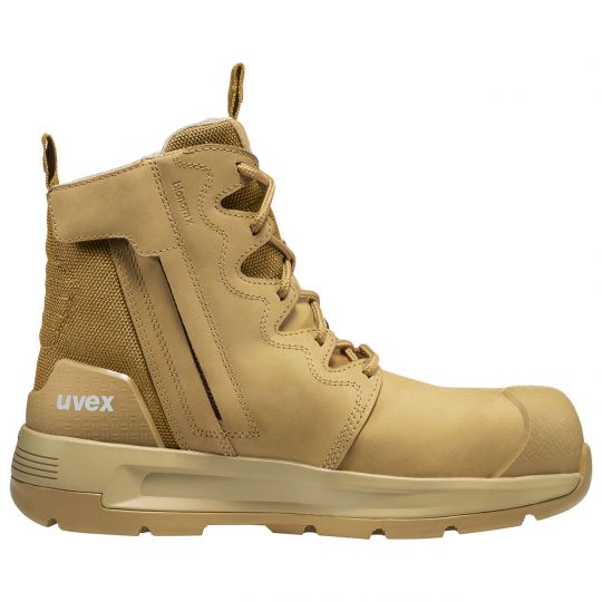 UVEX 3 X-Flow Side-Zip Work Boot Tan Footwear Uvex US 5 Tactical Gear Supplier Tactical Distributors Australia