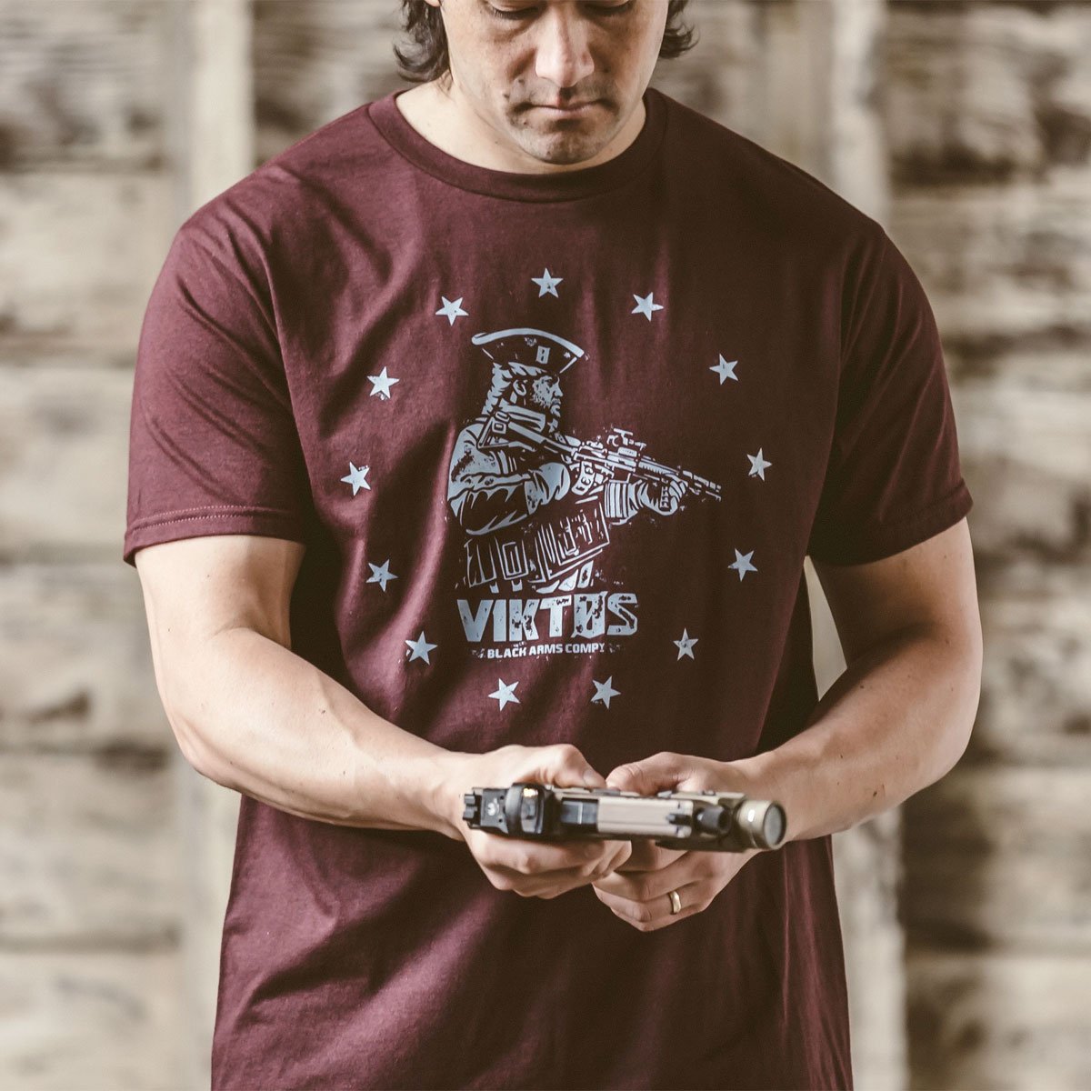 VIKTOS Tax Stamp Tee Burgundy Heather Tees & Tanks VIKTOS Tactical Gear Supplier Tactical Distributors Australia