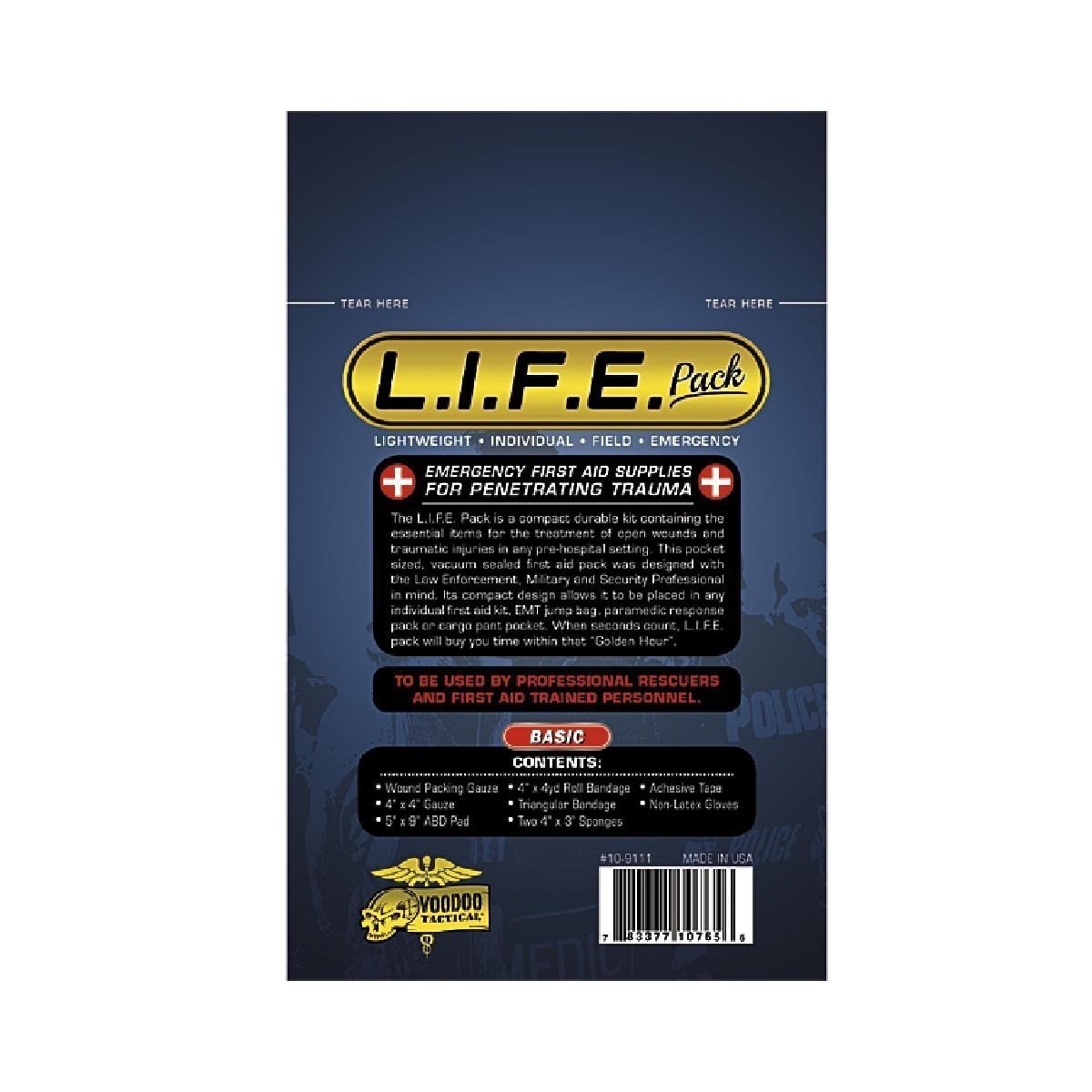 Voodoo Tactical LIFE Pack Basic Trauma First Aid Supplies First Aid and Medical Voodoo Tactical Tactical Gear Supplier Tactical Distributors Australia